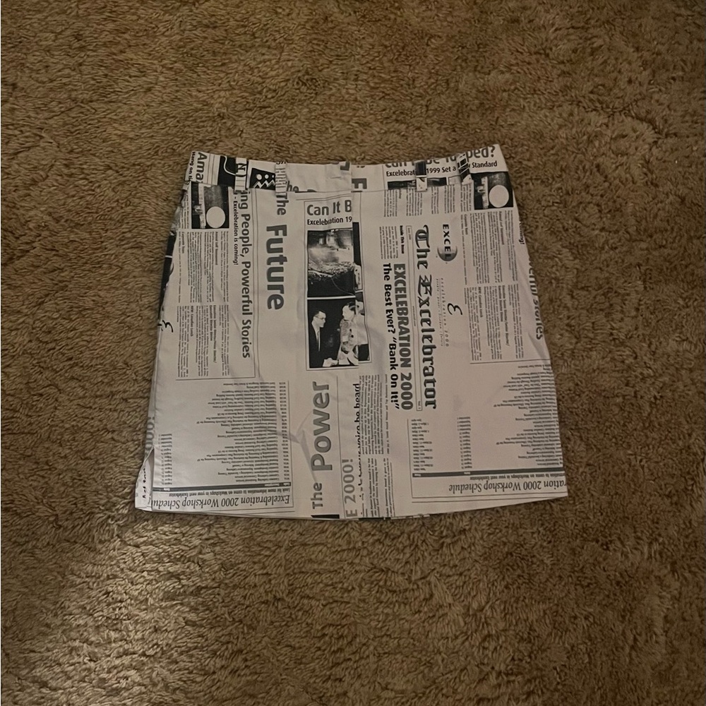 Newspaper Print Mini Skirt